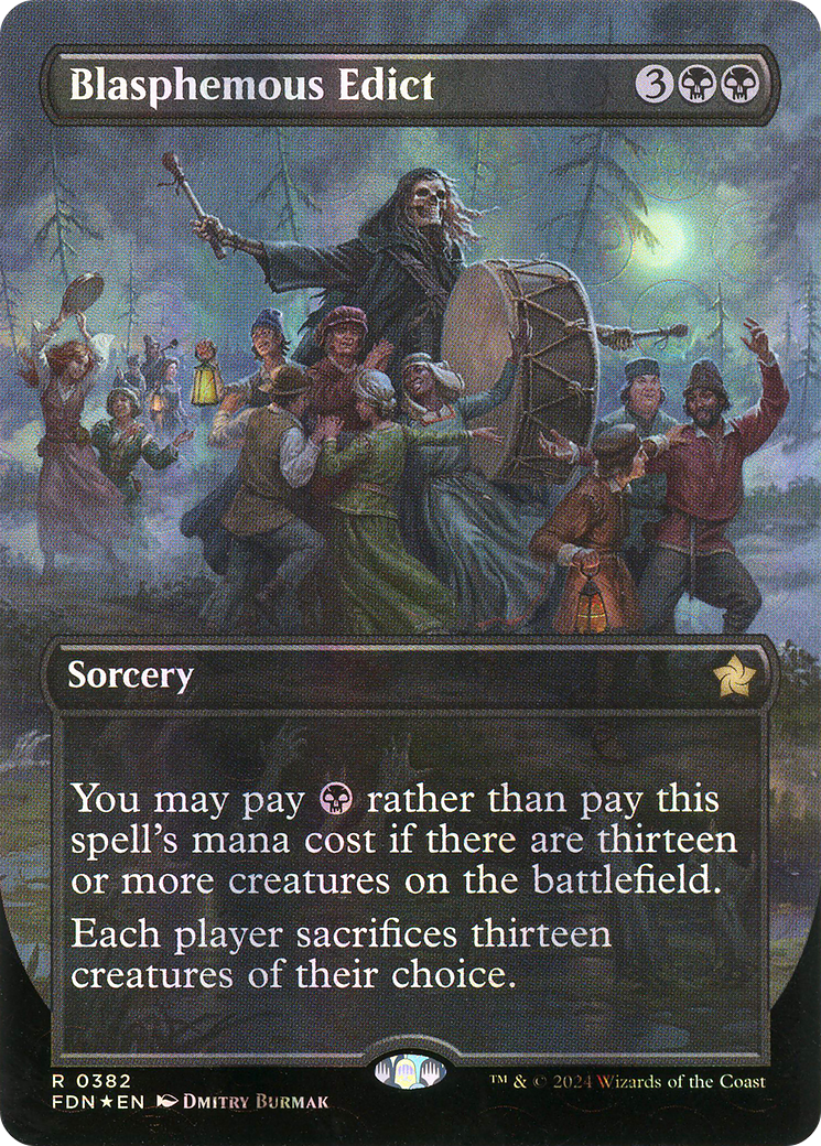 Blasphemous Edict (Borderless) (Mana Foil) (FDN-382) - Foundations (Borderless) Foil