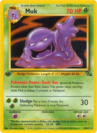 Muk (28) 028 - 1st Edition Fossil - Rare