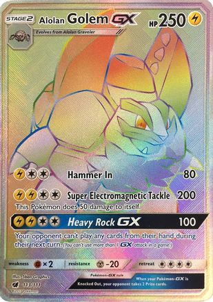 Alolan Golem GX (Secret) - Holofoil SM Crimson Invasion - Secret Rare