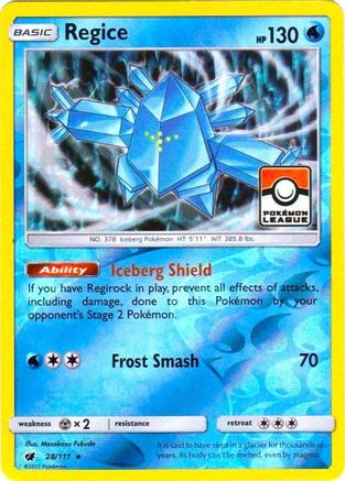 Regice 028/111 - Reverse Holofoil League & Championship Cards - Promo