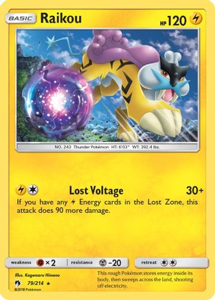 Raikou 079/214 - Reverse Holofoil SM Lost Thunder - Rare