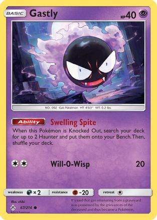Gastly (67) 067 - Reverse Holofoil SM Unbroken Bonds - Common