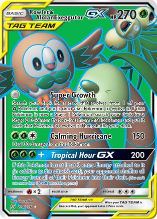 Rowlet & Alolan Exeggutor GX (Full Art) - Holofoil SM Unified Minds - Ultra Rare