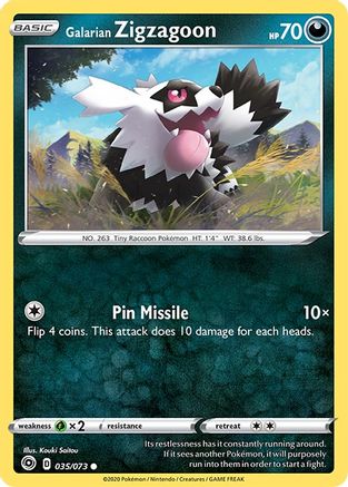 Galarian Zigzagoon 035 - Reverse Holofoil Champions Path - Common