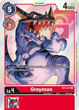 Greymon - BT3-011 (Box Topper) (BT3-011) - Release Special Booster 1.5 Foil