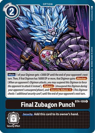 Final Zubagon Punch (BT4-109) - Great Legend