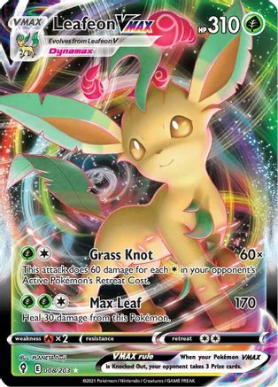 Leafeon VMAX 008 - Holofoil SWSH07 Evolving Skies - Ultra Rare