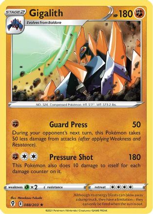 Gigalith 088 SWSH07 Evolving Skies - Rare