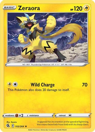 Zeraora 102 - Reverse Holofoil SWSH08 Fusion Strike - Rare