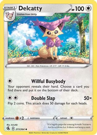 Delcatty 211 - Reverse Holofoil SWSH08 Fusion Strike - Uncommon