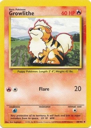 Growlithe 028/102 Base Set - Uncommon