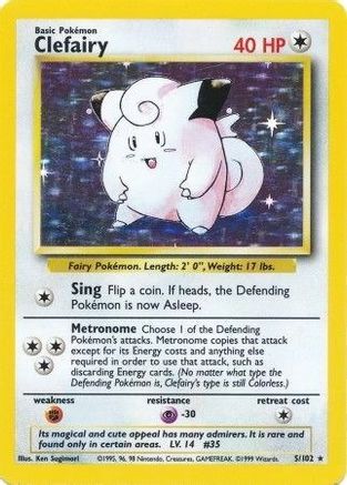 Clefairy 005/102 - Holofoil Base Set - Holo Rare