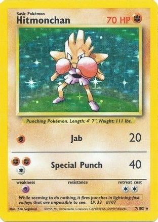 Hitmonchan 007/102 - Holofoil Base Set - Holo Rare