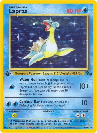 Lapras (10) 010 - 1st Edition Holofoil Fossil - Holo Rare
