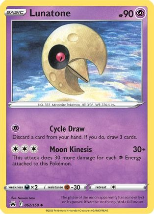 Lunatone 062 - Reverse Holofoil Crown Zenith - Uncommon