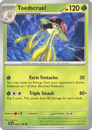 Toedscruel 026/198 - Reverse Holofoil SV01 Scarlet & Violet Base Set - Uncommon