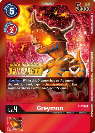 Greymon - P-010 (2023 Regionals Finalist) (P-010) - Digimon Promotion Cards Foil