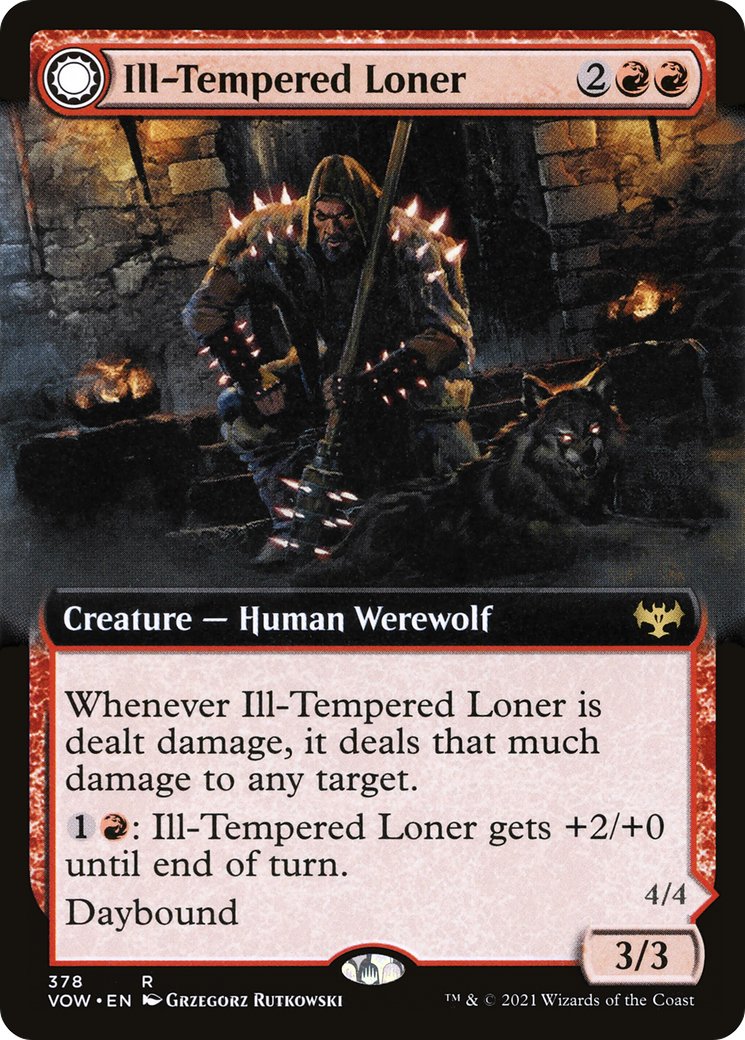 Ill-Tempered Loner // Howlpack Avenger (VOW-378) - Innistrad: Crimson Vow: (Extended Art, Double Faced Transform) Foil