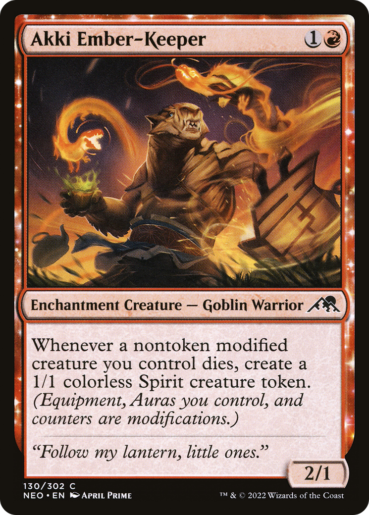 Akki Ember-Keeper (NEO-130) - Kamigawa: Neon Dynasty: (enchantment)