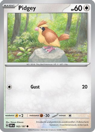 Pidgey 162/197 - Reverse Holofoil SV03 Obsidian Flames - Common