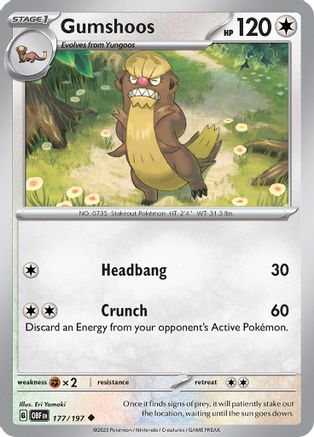 Gumshoos 177/197 - Reverse Holofoil SV03 Obsidian Flames - Uncommon
