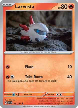 Larvesta 040/197 - Reverse Holofoil SV03 Obsidian Flames - Common