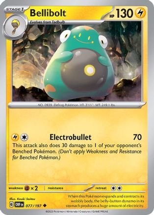 Bellibolt 077/197 - Reverse Holofoil SV03 Obsidian Flames - Uncommon