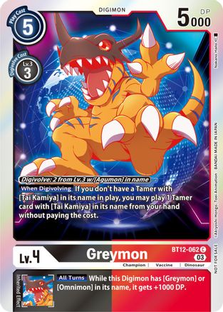 Greymon (Official Tournament Pack Vol.11) (BT12-062) - Across Time Foil