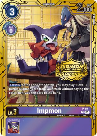 Impmon - P-071 (Championship 2023 Gold Card Set) (P-071) - Digimon Promotion Cards Foil