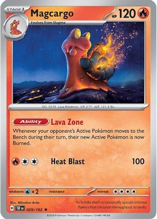 Magcargo 029/162 - Reverse Holofoil SV05 Temporal Forces - Rare