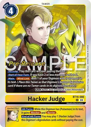 Hacker Judge (BT16-086) - Beginning Observer Pre-Release Cards Foil