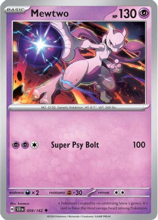 Mewtwo 059/142 - Reverse Holofoil SV07 Stellar Crown - Uncommon