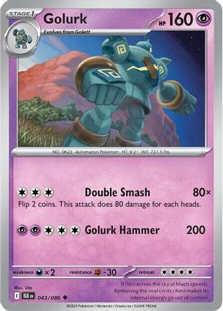 Golurk 043 - Reverse Holofoil SV Black Bolt - Uncommon