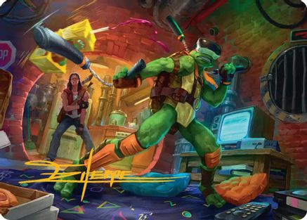 Michelangelo, Game Master Art Card (ASTMT-013) - Art Series: Teenage Mutant Ninja Turtles