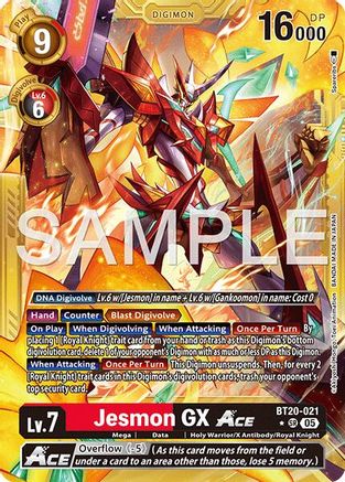Jesmon GX ACE (Gold Border) (BT20-021) - Advanced Booster Digimon Generation Foil