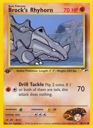 Brock's Rhyhorn (70) 070 - 1st Edition Gym Heroes - Common