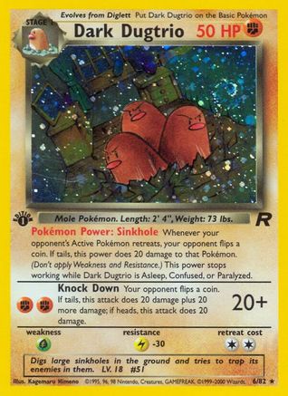 Dark Dugtrio (6) 006 - Unlimited Holofoil Team Rocket - Holo Rare