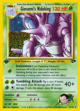 Giovanni's Nidoking 007 - Unlimited Holofoil Gym Challenge - Holo Rare
