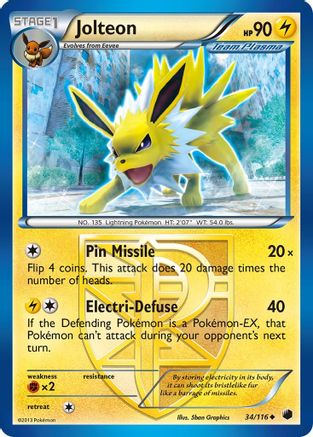 Jolteon (Team Plasma) 034 - Reverse Holofoil Plasma Freeze - Uncommon