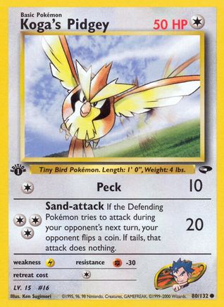 Koga's Pidgey (80) 080 - 1st Edition Gym Challenge - Common