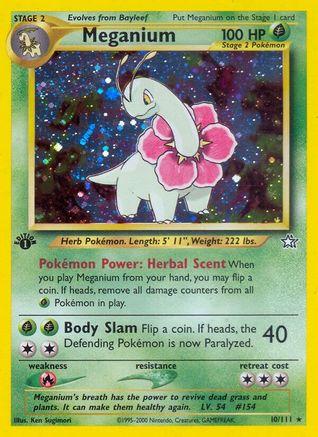 Meganium (10) 010 - Unlimited Holofoil Neo Genesis - Holo Rare