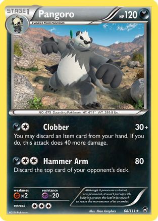 Pangoro 068 - Reverse Holofoil XY Furious Fists - Rare