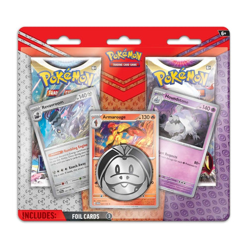 Pokémon: Armarouge, Revavroom & Houndstone Cards with 2 Booster Packs & Coin