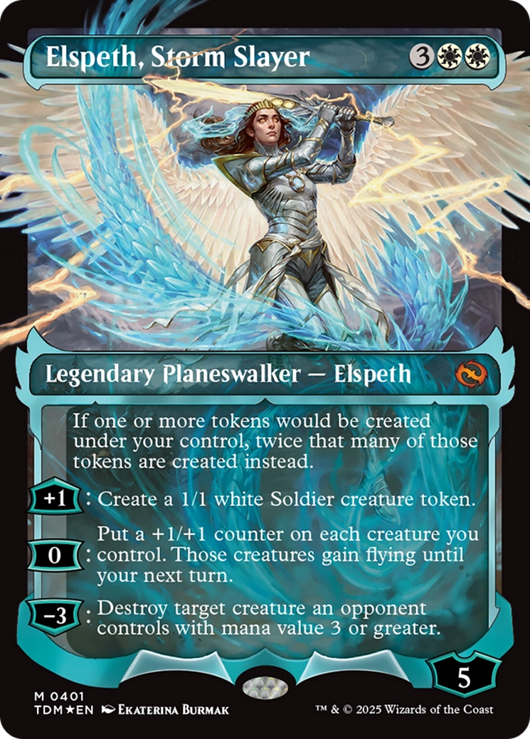 Elspeth, Storm Slayer (TDM-401) - Tarkir: Dragonstorm: (Showcase) (Borderless) Foil