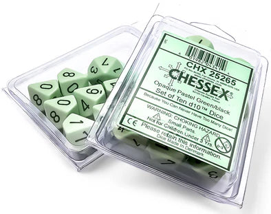 Opaque Pastel Green/black Set of Ten d10s