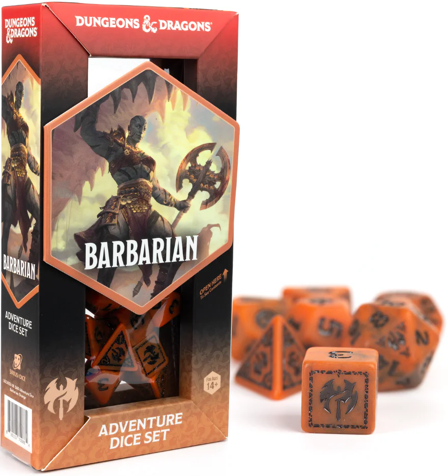 DND ADVENTURE DICE BARBARIAN: ORANGE