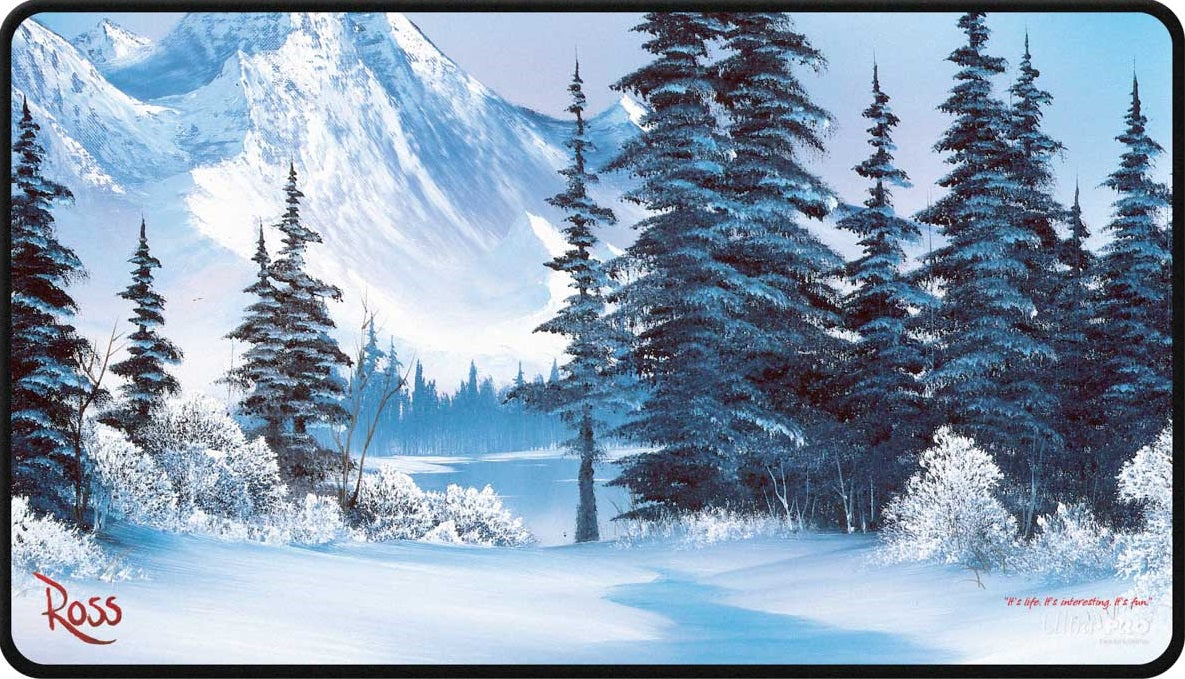 UP PLAYMAT BOB ROSS WINTER PARADISE BLACK STITCHED