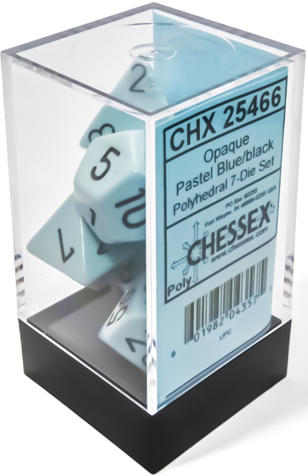 Opaque Pastel Blue/black Polyhedral 7-Dice Set