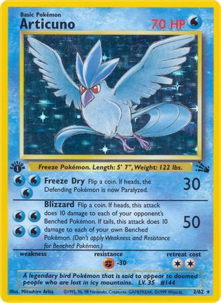 Articuno (2) 002  - Unlimited Holofoil Fossil - Holo Rare