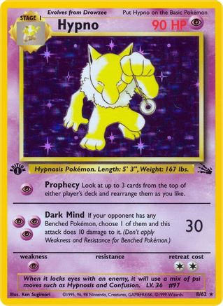 Hypno (8) 008  - Unlimited Holofoil Fossil - Holo Rare